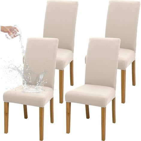 Housse de Chaise Extensible Lot de 4, Housse de Protection pour Chaise Salle à Manger Amovible Lavable en Tissu Élastique, Moderne Durable pour Maison, Hôtel, Restaurant, Fête, Banquet, Cuisine (1/5)