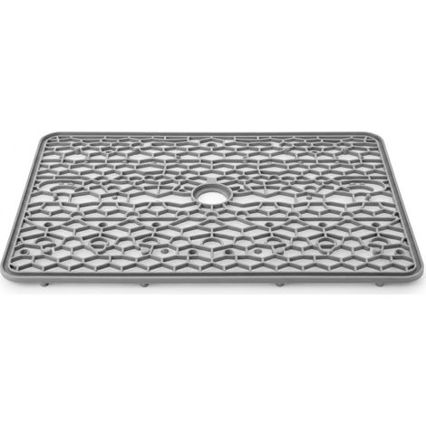 1 Pcs Tapis Évier Silicone Gris 42x31cm Anti-Rayure Protection Lavabo Cuisine Lavable (1/5)