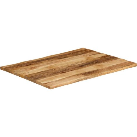 Dessus de table，Plateau de table，Dessus de bureau bord vivant 100x80x3,8 cm bois de manguier brut CFW31415 (1/5)