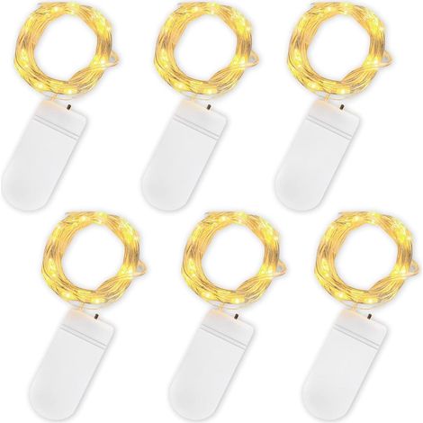 Guirlande lumineuse d'ambiance, 2 mètres de long, fil de cuivre étanche de 20 mm avec lumières LED, idéale pour les anniversaires, les fêtes, les mariages, la décoration de jardin, couleurs chaudes. (1/5)