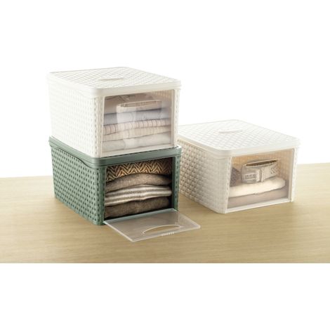 Boîte de rangement "Infinity" en plastique - Blanc crème - Taille L - L 50 x l 40 x H 25 cm - Livraison gratuite