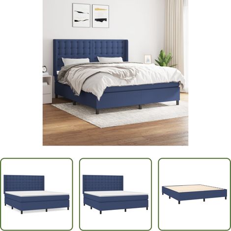 Matratze - Boxspringbett mit Matratze Blau 180x200 cm Stoff (1/5)