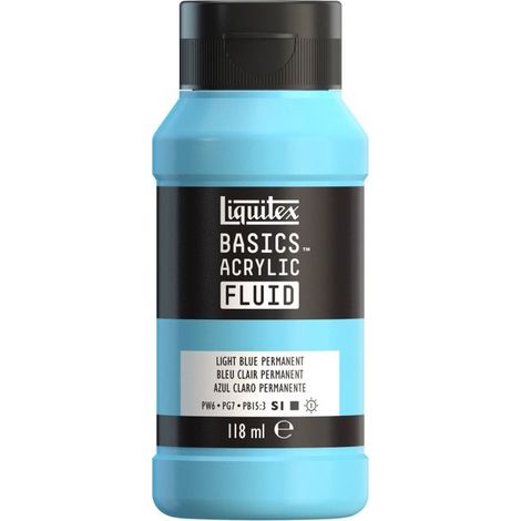 Peinture acrylique - Fluide - Bleu clair permanent - 770 - Liquitex - Basics Acrylic fluid - 118ml (1/2)