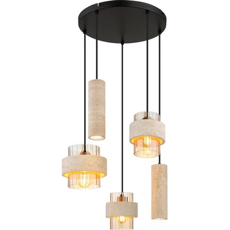 Hängeleuchte Hängelampe Wohnzimmerlampe Höhenverstellbar Schwarz Metall H 130 cm (1/4)