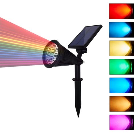 Projecteur solaire LED pour jardin, changement de couleur automatique, 7 couleurs, étanche, pour éclairage extérieur (cour, terrasse, pelouse). 1 pièce.-AquaForge (1/5)