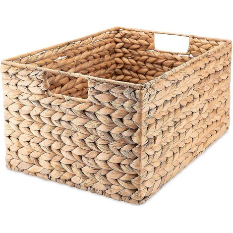 Panier de rangement rectangulaire tressé en jacinthe d'eau L (1/5)