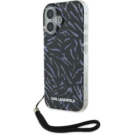 Karl Lagerfeld Zebra mit Kordel Lila iPhone 16 Hülle (1/5)