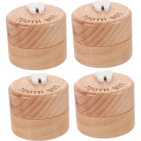 Boîte de rangement en bois pour dents de lait (4 pièces) avec compartiments séparés, légère et idéale comme cadeau pour la première dent. (1/5)