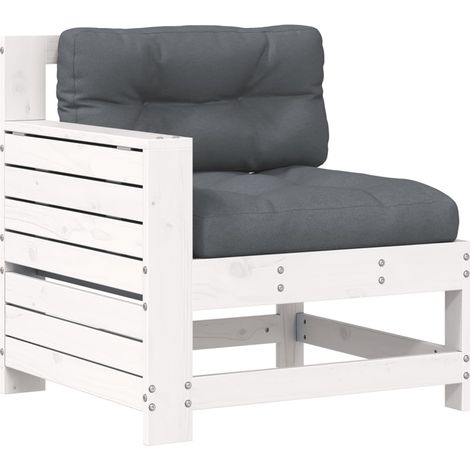 Canapé de jardin,Canapé d'extérieur,Sofa de jardin accoudoir et coussin blanc bois massif de pin CFW436342 (1/5)