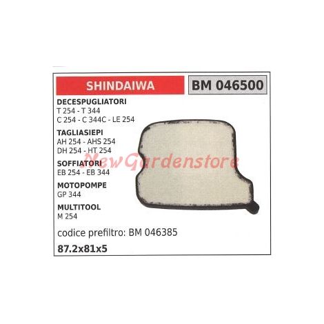 Fiiltro aria SHINDAIWA per decespugliatore tagliasiepe soffiatore 046500