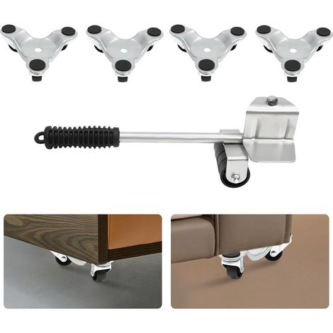 Lot de 4 roulettes à 3 roues pour meubles - Charge maximale : 440,1 kg - Pour déménagement de meubles d'armoire, durables et faciles à utiliser (1/5)