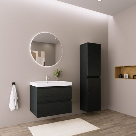 LOMAZOO Ensemble de meubles de salle de bains, chêne noir, 60 cm (1/5)
