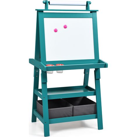 Chevalet d'art à rangement double face 3 en 1 - vert (1/5)