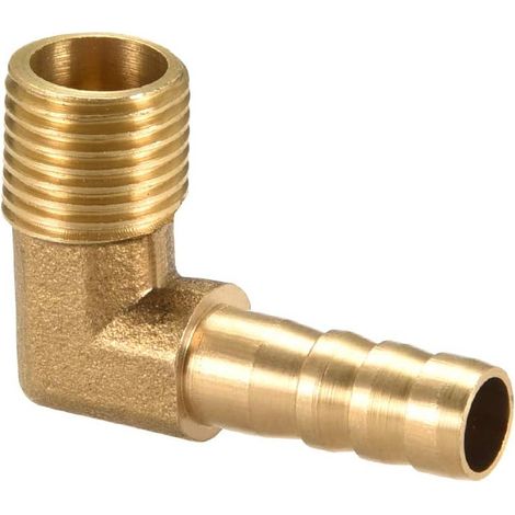 Raccord de tuyau cannelé en laiton Coude à 90 degrés 8mm Barbelé x 1/4PT Mâle Tube (1/5)