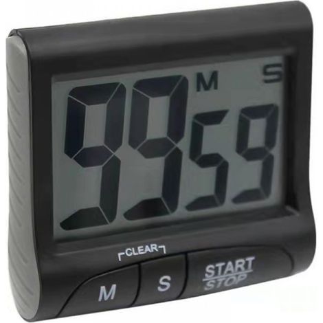 Minuteur De Cuisine Numerique - Affichage LCD - Magnetique Avec Support - Noir - 1 Unite (1/5)