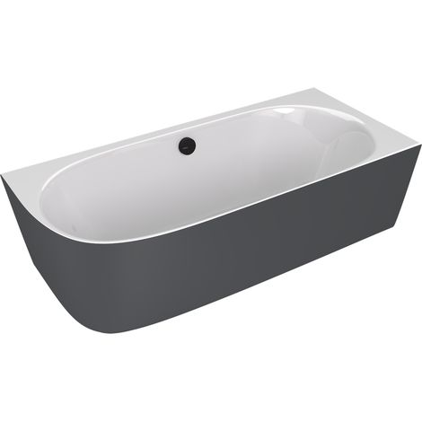 SUSSI R Baignoire d'angle sur pied en marbre coulé 160x70x50cm, blanc/anthracite mat (1/2)