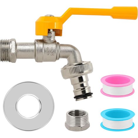 Robinet Exterieur Jardin 1/2'', Robinet Extérieur Antigel  Robinet de Jardin avec 3/4'' Adaptateur, Raccordement 1/2'' et 3/4'', Robinet d'arrêt Anti-goutte,pour jardin,Machine à Laver (1/5)