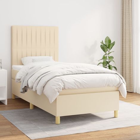 Boxspringbett mit Matratze Creme 100x200 cm Stoff (1/5)