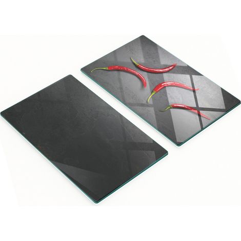 Tablas de cortar decorativas de cristal para cocina con dise帽o de pimiento picante, 2x30x52 cm.