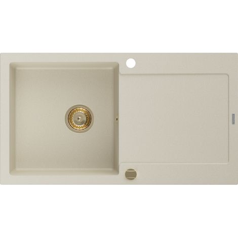 Mexen Leo Granitspüle mit einem Becken und einer Abtropffläche 900 x 500 mm, Beige, Siphon Gold - 6501901010-69-G