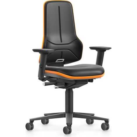 bimos Arbeitsstuhl XXL orange mit Rollen Kunstleder mit Armlehnen