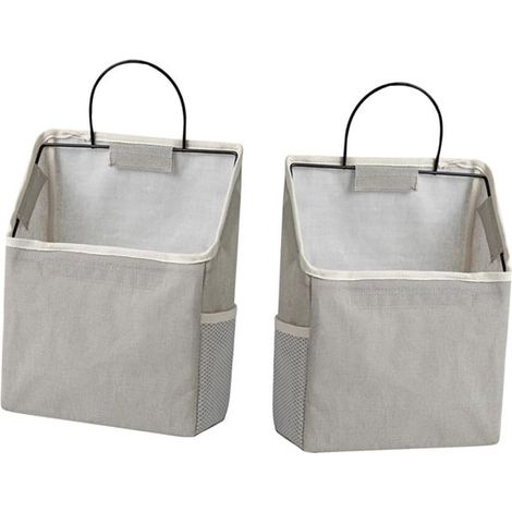 Ensemble de deux sacs de rangement muraux - Tissu non tissé gris - Sacs de rangement suspendus - Étagère de rangement murale/de porte multifonctionnelle (1/5)