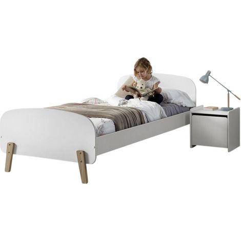 Pack - Lit Enfant & Chevet "Kiddy" 90x200cm Blanc (1/4)
