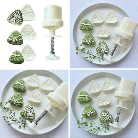 Moules à gâteaux de lune en forme de zongzi, presse-papier, kit de décoration, moules à gâteaux de haricots mungo (1/4)