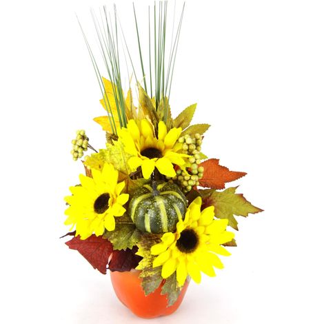 Flair Flower Gor sobl./Citrouille Ier Pomme, Polyester, Plastique, Jaune/Orange, 35 x 18 x 18 cm (1/4)