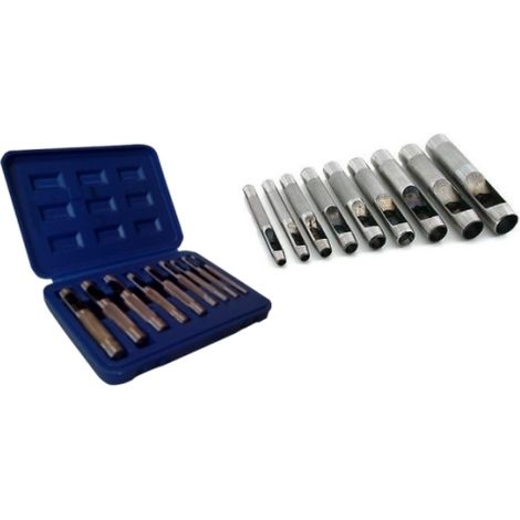 Fustella/Fustellatrice/Punzoni per cuoio e pelle set 9 pezzi in valigetta Wacktek