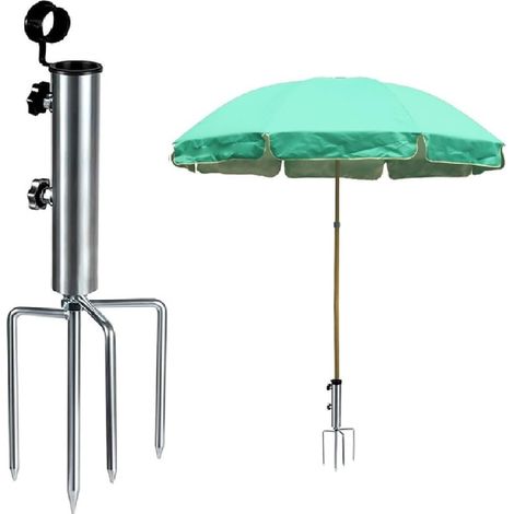 Pied de Parasol,Support de Parasol de Plage,Support de Parasol Amovible,Support de Parasol avec Ancrage au Sol,pour Pêche,Jardin,Plage (1/5)