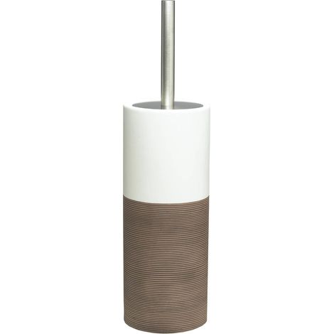 1 - Porte-brosse WC - Porcelaine - Design élégant avec couvercle hermétique pour salle de bain marron 12x12cm (1/5)