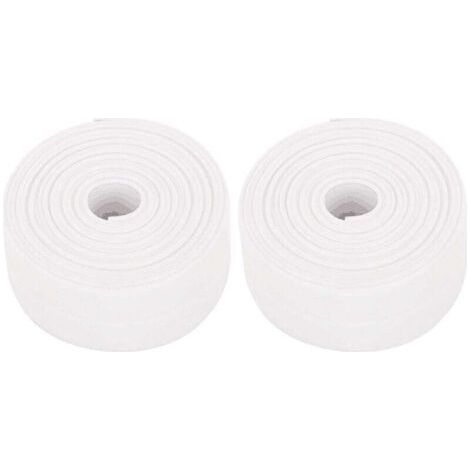 Lot de 2 rouleaux de plinthes souples autocollantes en PVC - 38 mm x 3,2 m - Pour cuisine et salle de bain - Blanc