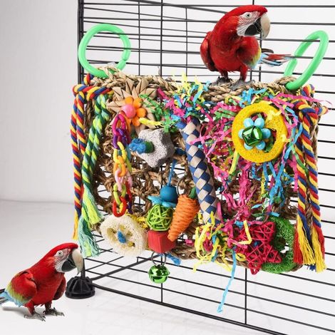Jouet Perroquet,Jouet Mural Suspendu pour Oiseaux,Décoration des Cages à Oiseaux de Petite et Moyenne Taille (1/4)