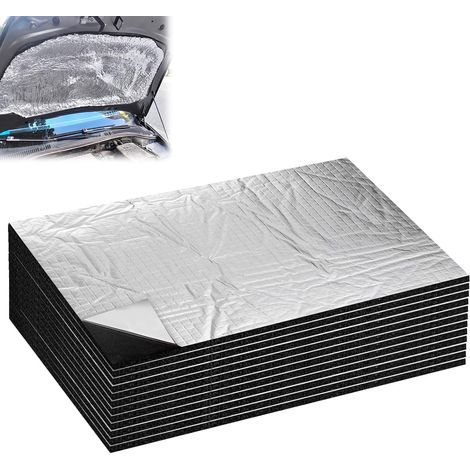 Lot de 12 tapis d'isolation acoustique pour voiture - 400 x 250 mm - 5 mm - Rouleau de tapis autocollant - Tapis d'isolation acoustique - Résistant à l'humidité (1/5)