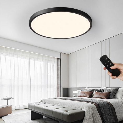 Deckenlampe Schwarz Rund 40cm - LED Deckenleuchte Dimmbar 3000K-6000K mit Memory-Funktion, Ultra Flach 2.5cm, 36W für Wohnzimmer, Küche & Schlafzimmer