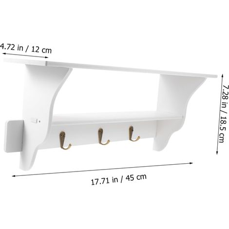 Perchero de pared de 2 niveles, estantes flotantes con 3 ganchos de metal, ideal para organizar la entrada, ahorrar espacio, para pasillo, baño, sala de estar, etc. (1/4)