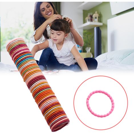Lot de 50 élastiques à cheveux colorés pour filles, cordons élastiques, accessoires de coiffure, élastiques souples