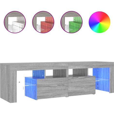 Mueble de TV con luces LED gris Sonoma 140x36,5x40 cm vidaXL