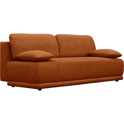 sweeek - 3-Sitzer Schlafsofa mit Cordbezug und Stauraum, Cord, Camel