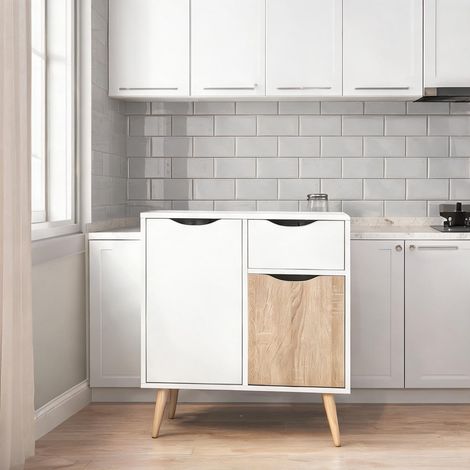 Buffet blanc en bois 60 x 30 x 72 cm (1/5)