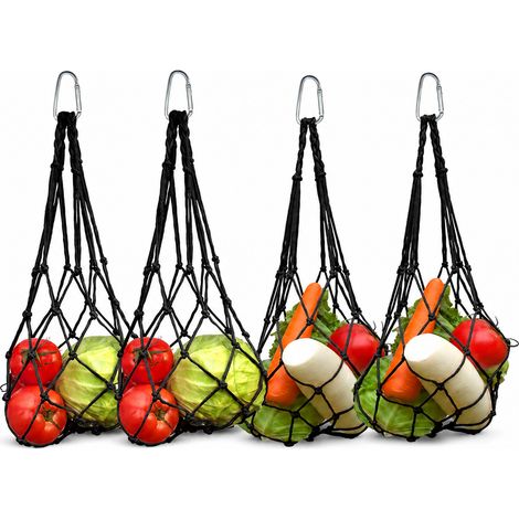 Filet Nourrissage Suspendu, Sac Nourrissage Legumes 4 Pcs, Jouet Fourrageage Volaille, Crochet S Inox Reutilisable pour Poule, Canard, Oie, Perroquet (1/5)