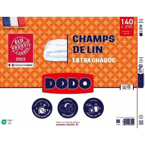 Couette 140x200 cm DODO CHAMPS DE LIN - Chaude - 450G/m² - Couette 1 personne -Douce et Chaude -Anti-acariens Antibactériens - (1/5)