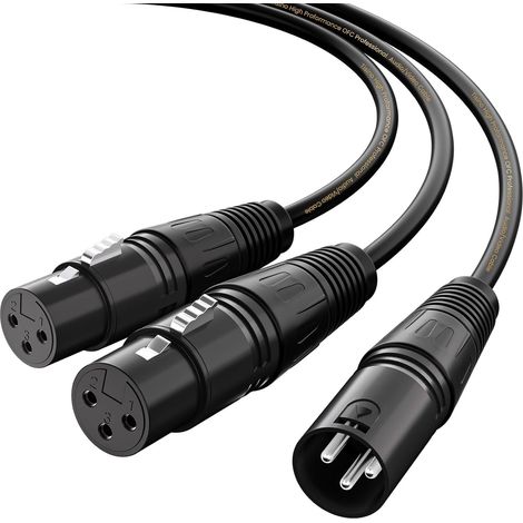 1 Câble répartiteur Y XLR, 3 m, Cuivre OFC blindé, Connecteurs nickelés, Pour studio scène home cinéma