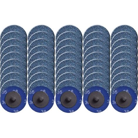 50er-Pack 2 Zoll Schnellwechsel-Schleifscheiben, Roll-Lock-Scheibe mit Zirkonoxidbeschichtung für Oberflchenvorbereitungsschleifer (36er Krnung) (1/4)
