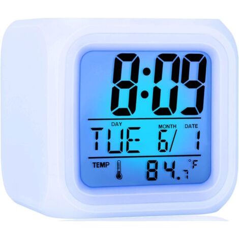 Lntyq Reloj despertador para niños, reloj digital LED con 7 colores cambiantes, despertador de noche con luces, regalo escolar para niñas, niños, mujeres y adultos. (1/3)