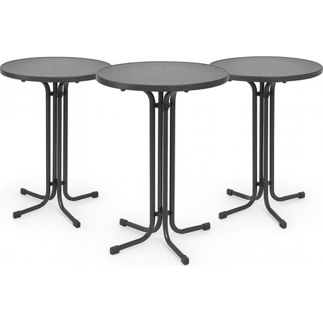 Outdoor Stehtisch Bellini, klappbar, 3er Set, Ø60cm, Grau