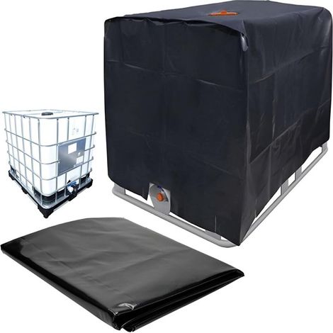 IBC-Container-Plane – 1000 l Fassungsvermögen, 210D Oxford-Gewebe – wasserdicht, staubdicht, wärmeisolierend, UV-beständig, Schutzabdeckung für Wassertanks im Außenbereich (Schwarz)