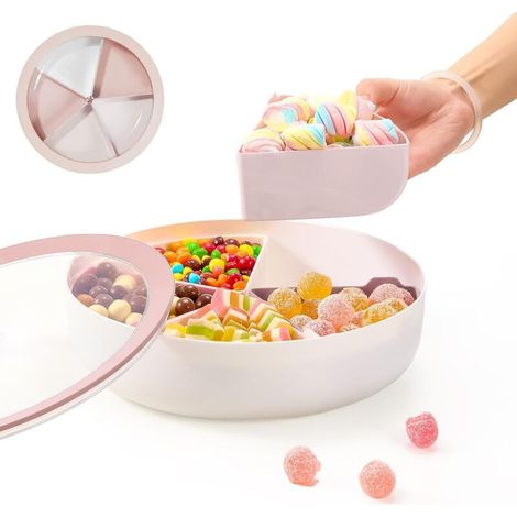 Boîte de rangement amovible pour nourriture - Convient pour snacks, noix, bonbons, biscuits - Rose