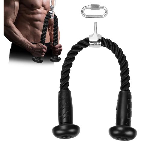 Corde Triceps avec Poignée en Caoutchouc Antidérapante, Corde de Traction Triceps pour Poulie Musculation, Poulie Tirer vers Avant Bras, Système de Poulie de Câble de Poids pour Biceps (1/5)